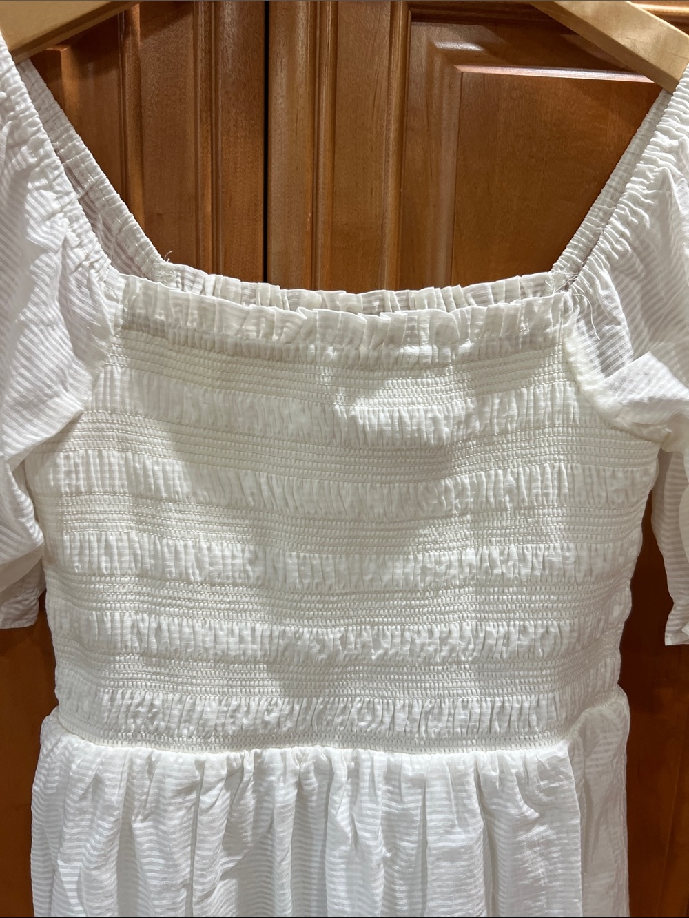 NEW with tags White Smocked Puff Sleeve Mini Dress - Picture 4 of 9